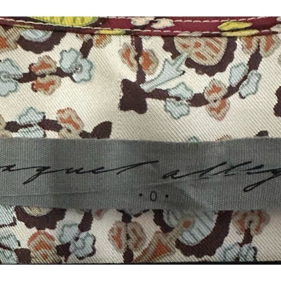 RAQUEL ALLEGRA Silk High-Low Short Sleeve Boxy Crop Fit Raw-Edge Blouse Top - 0 - Picture 2 of 6